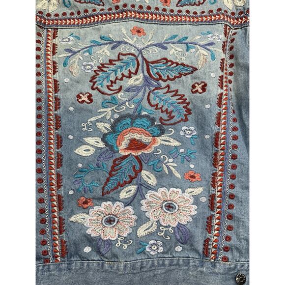 Johnny Was Workshop Jean Jacket Womens XL Oman Embroidered Floral - Picture 8 of 12